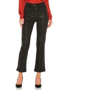 PAIGE Claudine Kick Flare in Black Fog Luxe Coating Revolve Jeans Denim Size 27